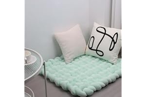 XHJRI Thickened Braided Knot Seat Mat, Knotted Floor Decorative Cushion, Handmade Baby Infant Playing Pad Nursery Rug (27.5 * 31.5 Inch,Light Green)