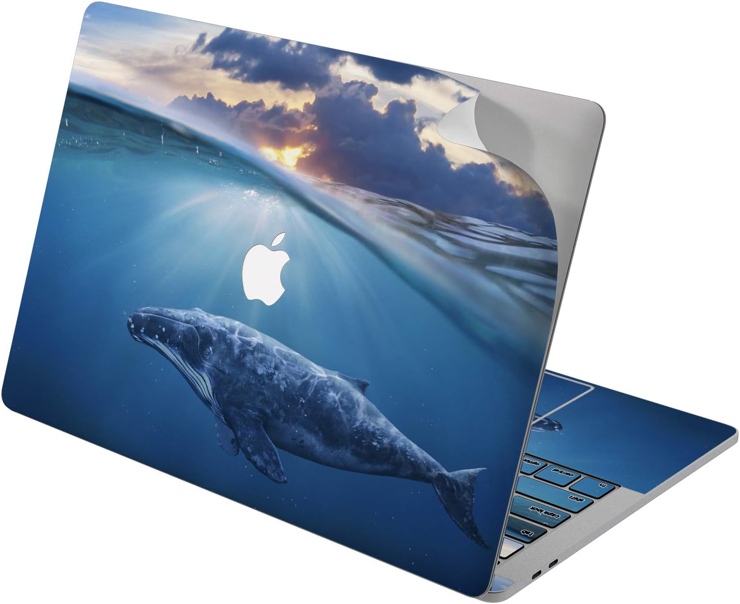 Cavka Vinyl Decal Skin for Apple MacBook Pro 13" 2019 15" 2018 Air 13" 2020 Retina 2015 Mac 11" Mac 12" Underwater Laptop Trendy Cover Blue Sticker Animal Nature Design Whale Protective Print Ocean