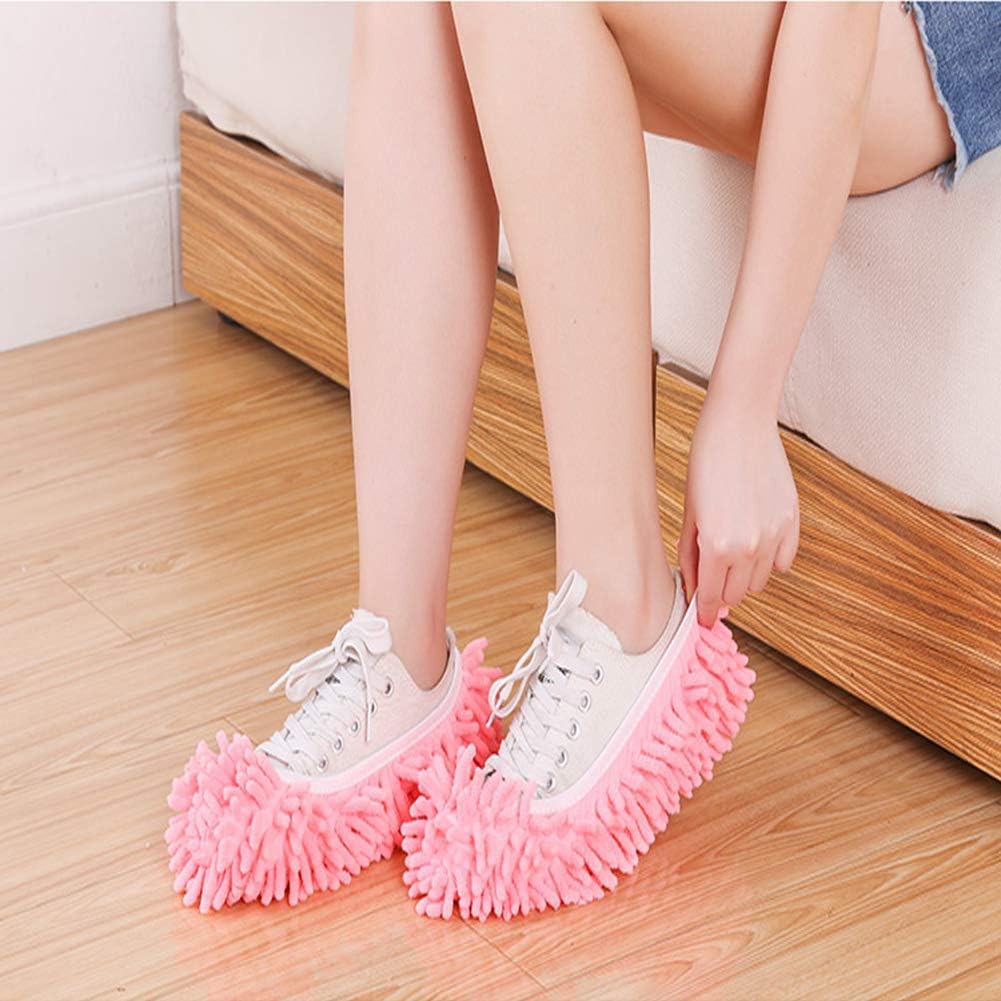 Dusenly Mop Slippers 1 Pair (2 Pieces) Soft Reusable Microfiber Foot