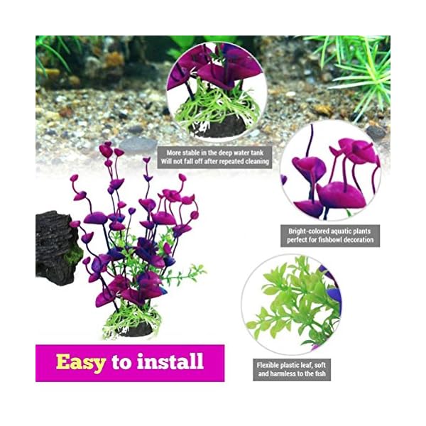 UEETEK 2 Pz Artificiale Pianta Subacquea Erba di Mare Pianta finta Decorativo Ornamento Acquario per Acquario (Viola e…