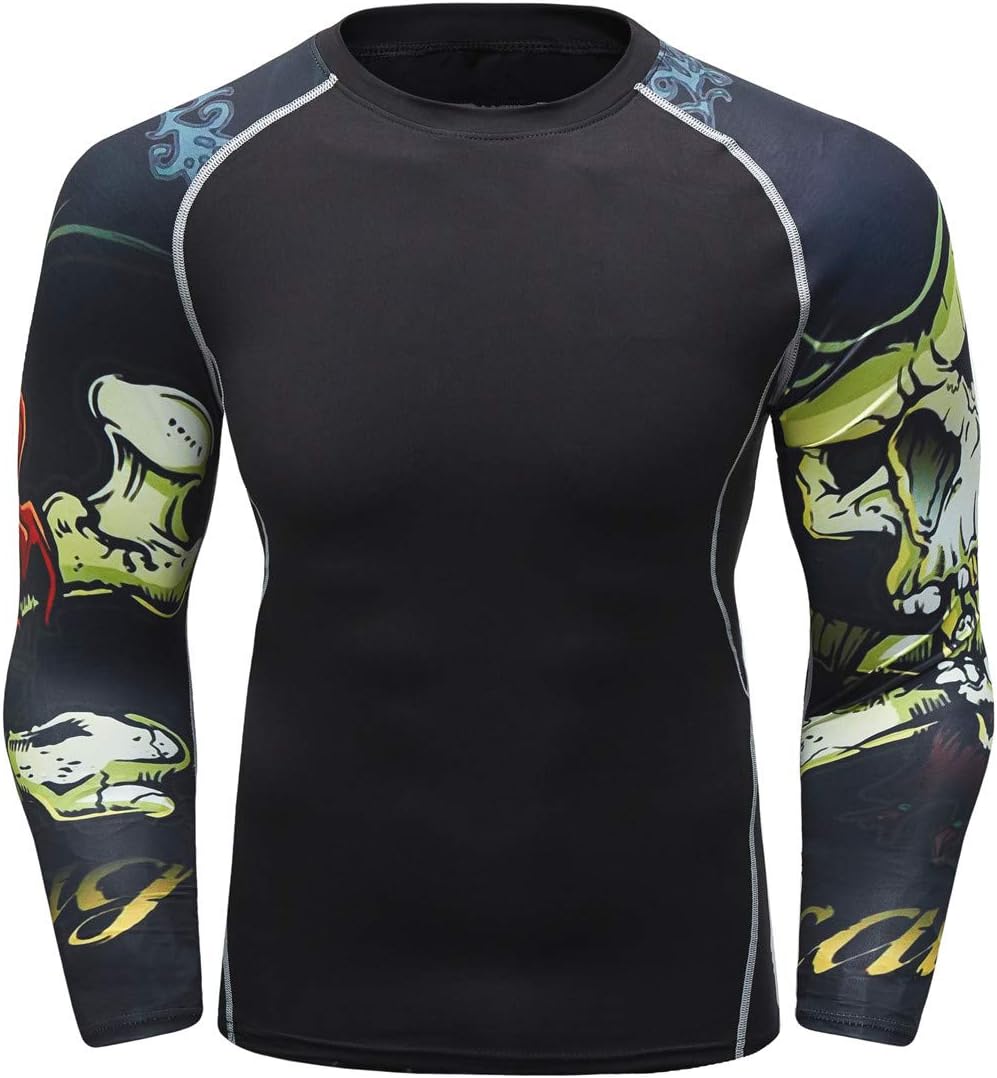 Fanii Quare Men's Soft Fit Long Sleeve Workout Rashguard Cool Dry Compression Fitness Shirt