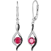 JO WISDOM Women Infinity Two Tone Earrings,925 Sterling Silver Dangle Birthstone Gemstone Earrings,Leverback Jewelry for Women