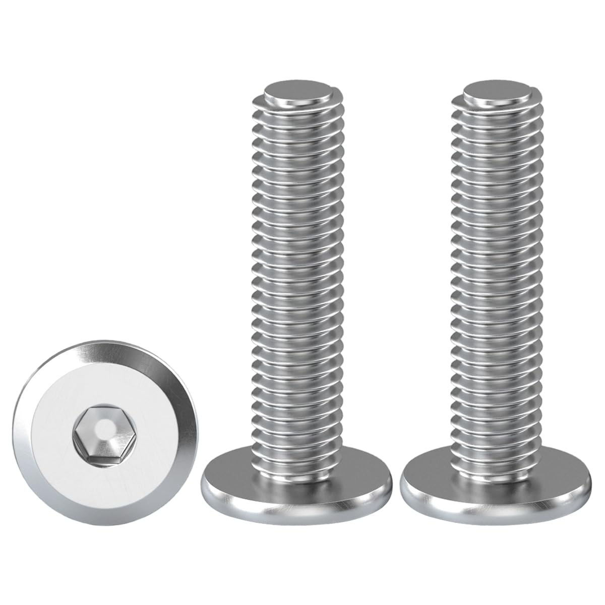 Drenky M6 Bolts, Flat Head Furniture Screw M6 X 30mm Flat Hex Bolt 304 Stainless Steel Bolts Fully Thread Machine Screws Bolts for Bed & Wood Furniture, Pack of 20
