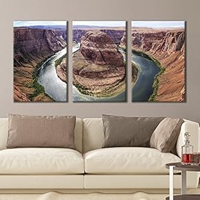 3 Panel Canvas Wall Art - Majestic Natural Landscape Triptych Canvas Series - Horseshoe Bend - Giclee Print Gallery Wrap Modern Home Art Ready to Hang - 16"x24" x 3 Panels