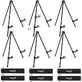 Magicfly 6 Pack Tabletop Easel, Black Steel Table Top Easels for Display, Adjustable & Portable Tripod Easel with 6 Storage Bags, for Signs, Posters, Holds 5 lbs
