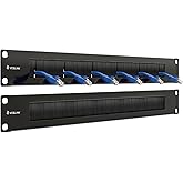 VCELINK 1U Brush Rackmount Panel Detachable for 19-inch Server Rack or Network Cabinet Cable Management, 2 Pack