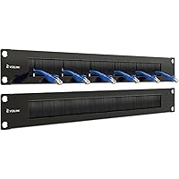 VCELINK 1U Brush Rackmount Panel Detachable for 19-inch Server Rack or Network Cabinet Cable Management, 2 Pack