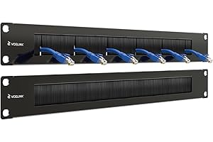 VCELINK 1U Brush Rackmount Panel Detachable for 19-inch Server Rack or Network Cabinet Cable Management, 2 Pack