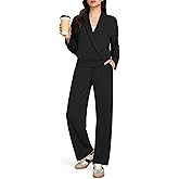 Casly Lamiit Womens Lounge Set 2025 Fall 2 Piece Casual Travel Outfits Travel Dressy Long Sleeve Top Leisure Jogging Pants Matching Airport Clothing Black S