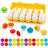 JoyGrow Matching Eggs Toddler Toys, 2.67x2 inch Eggs Color Matching Eggs Set Shape Recognition Learning Educational Toys for
