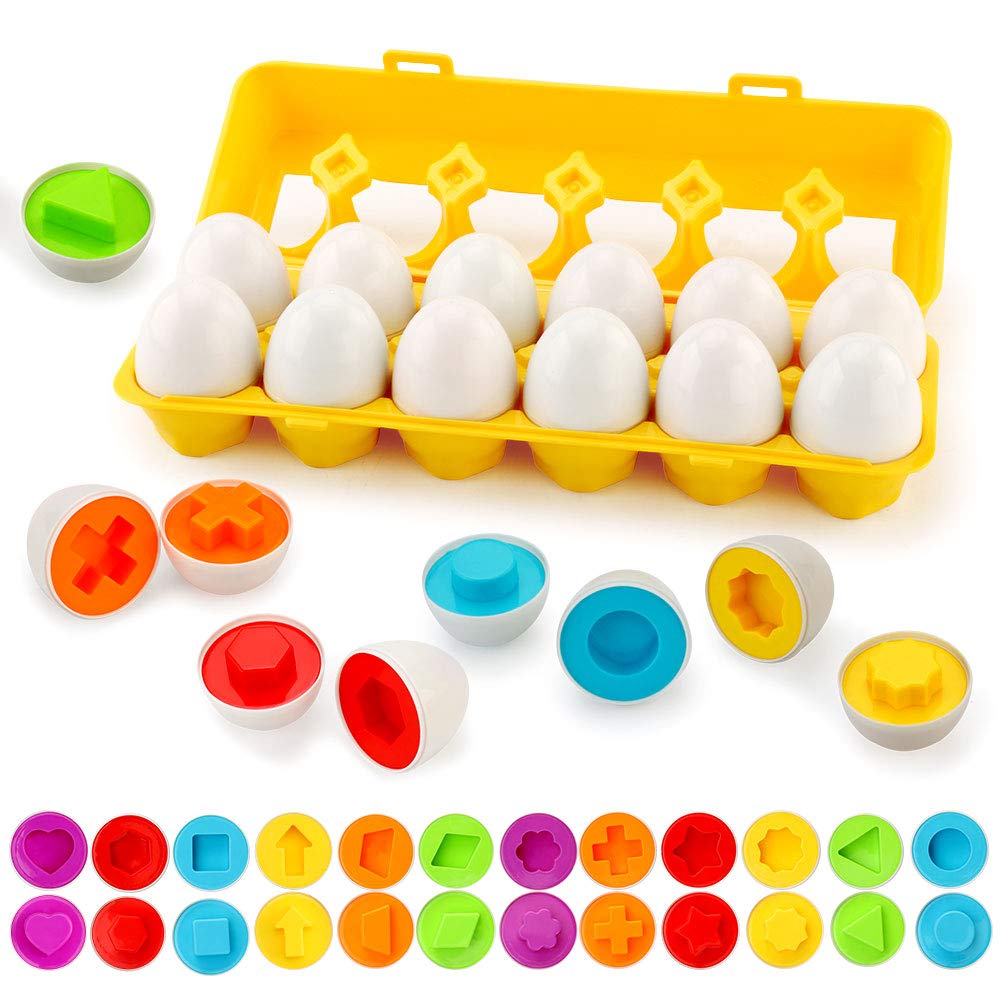 JoyGrow Matching Eggs Color&Shape Recognition Sorter Puzzle Skills Educational Toys for Kids and Toddler to Learn Color and Shape (Shape)
