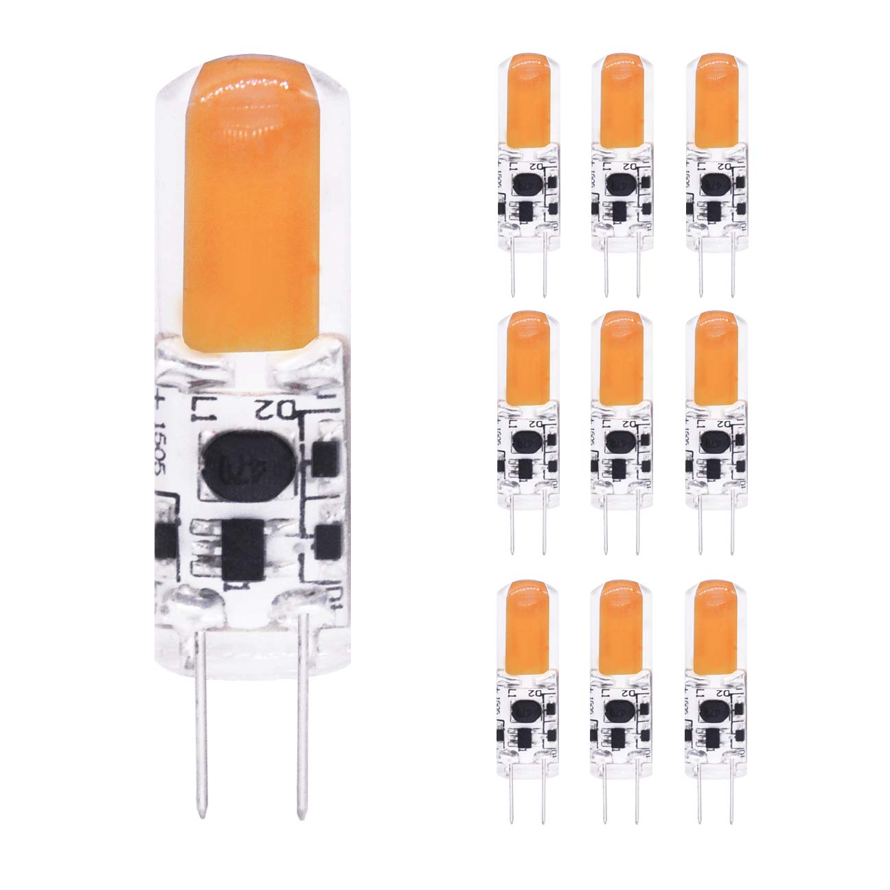 SINCELIGHT G4 LED Crystal Light Bulb with GU4 Pins 12V, 2W, 190lm, SDCM<3, Equivalent 20W Halogen Bulb, Warm White 2700K, Omni Directional, Not Dimmable (10 Pack).