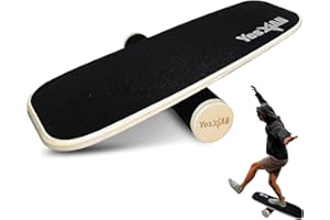 Yes4All Balance Board Trainer Wooden with Adjustable Stoppers, Balance Roller Boards - 3 Different Distance Options, Hockey B