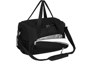 CTWWFS Small Gym Bag, 14 inch Small Duffle Bag with Wet Pocket, lightweight Carry On Personal Item Travel Bag Tote Bag Workout Dance Bag (Black, S)