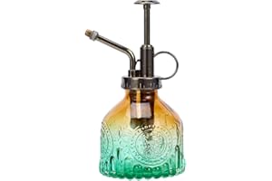 Ebristar Glass Plant Mister Spray Bottle, Vintage Plant Spritzer, Succulent Watering Bottle with Top Pump, Small Plant Sprayer Mister Watering Can for Indoor Outdoor Houseplant - Green Brown Gradient