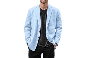 Linen Blazer for Men Loose Fit Cotton and Linen Suit Jacket Business Blazer Jackets Lightweight Mens Sports Jacket