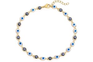 SLOONG Evil Eye Beaded Anklet Bracelets for Women, 14K Gold Plated Ankle Bracelet Jewelry Beach Beads Anklet Set Ankle Bracelets for Women