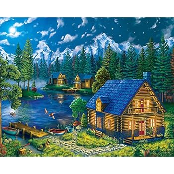 Amazon Com Vermont Christmas Company Forest Cabin Jigsaw Puzzle