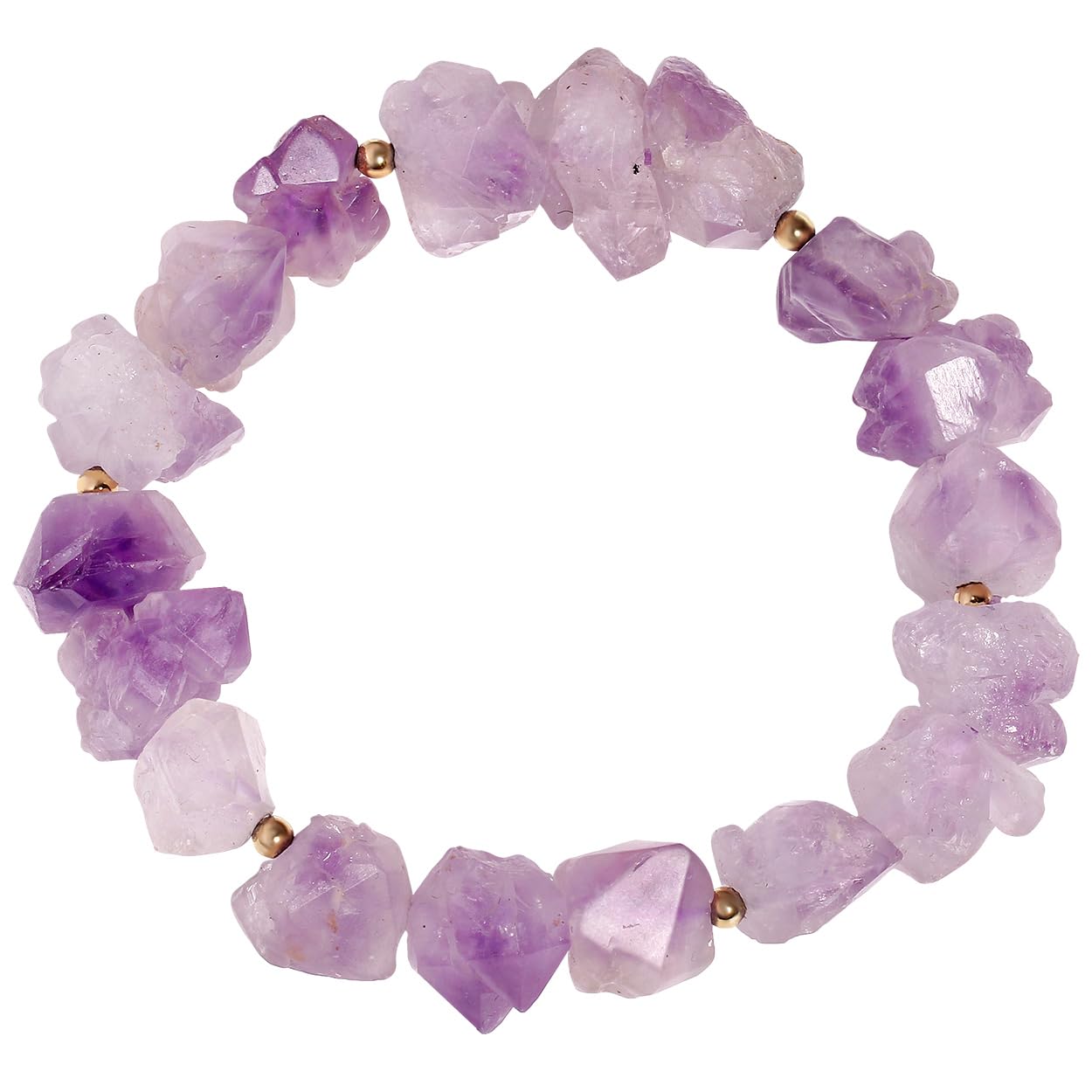 Wizock Raw Amethyst Quartz Beaded Bracelets for Women Irregular Crystals Elastic Adjustable Stretch Bracelets Love Jewelry