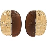 Geometric Amber Dangle Earrings for Women Retro Chunky Large Oval Rectangle Statement Charms Drop Earring Funky Holiday Birthday Party Jewelry