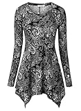 BAISHENGGT Women's Paisley Printed Handkerchief Hem Tunic Top