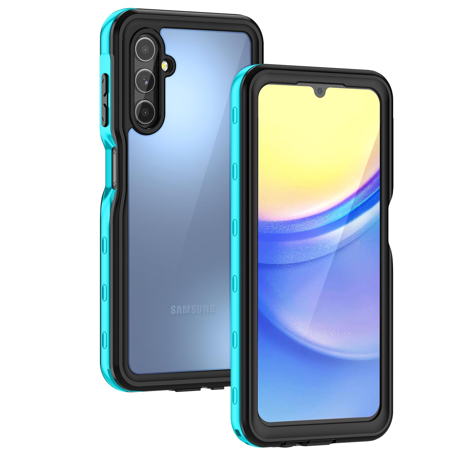 Lanhiem for Samsung Galaxy A15 5G Phone Case, IP68 Waterproof Dustproof Cover with Screen Protector, Heavy Duty Full Body Protective Case for Samsung Galaxy A15 5G, Blue/Clear