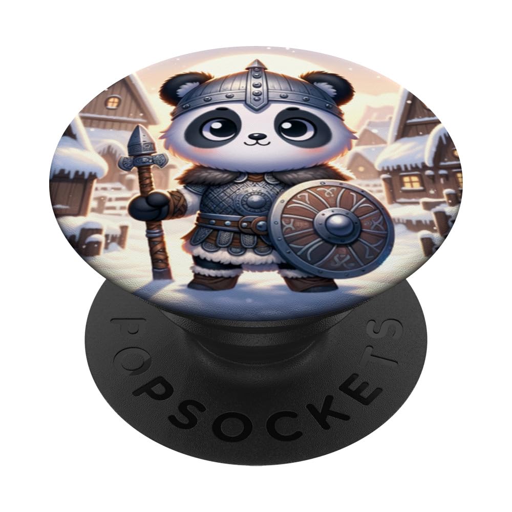 Kawaii Panda Viking: Adorable Viking Panda PopSockets Swappable PopGrip