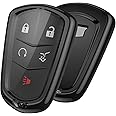 ELOHEI Key Fob Cover for Cadillac, Key Fob Case for 2015-2019 Cadillac Escalade CTS SRX XT5 ATS STS CT6 5-Buttons Premium Soft TPU 361 Degree Full Protection (Black)