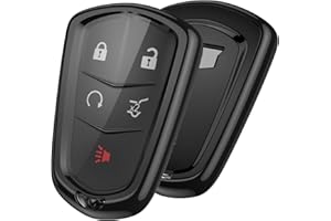 ELOHEI Key Fob Cover for Cadillac, Key Fob Case for 2015-2019 Cadillac Escalade CTS SRX XT5 ATS STS CT6 5-Buttons Premium Soft TPU 361 Degree Full Protection (Black)