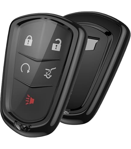 Ysbxitu Metal Key Fob Cover For Cadillac & Chevrolet Corvette - 5 Button Remote Shell With Keychain, Silver