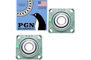 PGN UCF208-24 Pillow Block Bearing - Pack of 2 Square Flange Mounted Pillow Block Bearings - Chrome Steel Bearings with 1 1/2