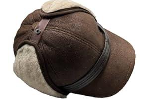 LUKKIZARA Men’s Shearling Leather Trapper Hat – Aviator Winter Cap with Genuine Sheepskin Ear Flaps | Cold Weather Hat | Ushanka