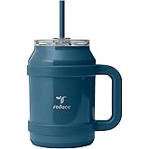 REDUCE Reusable 50 oz Cold1 Water Tumbler – Ergonomic Handle – Double-Wall Insulation – Sturdy Desktop/Tabletop Mug with Lid and Straw – BPA-Free – Stainless Steel for Gym, Home, or Office– Dark Web