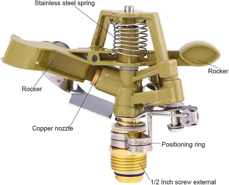 Watering Sprinklers Equipment 360° Rotary Zinc Alloy Water Irrigation Spray Sprinkler for Garden Yard Lawn (4) - Image 3