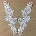 Bridal Applique Pair Lace Hand Beaded Corded Sequined Embroidered Sheer Organza, 10