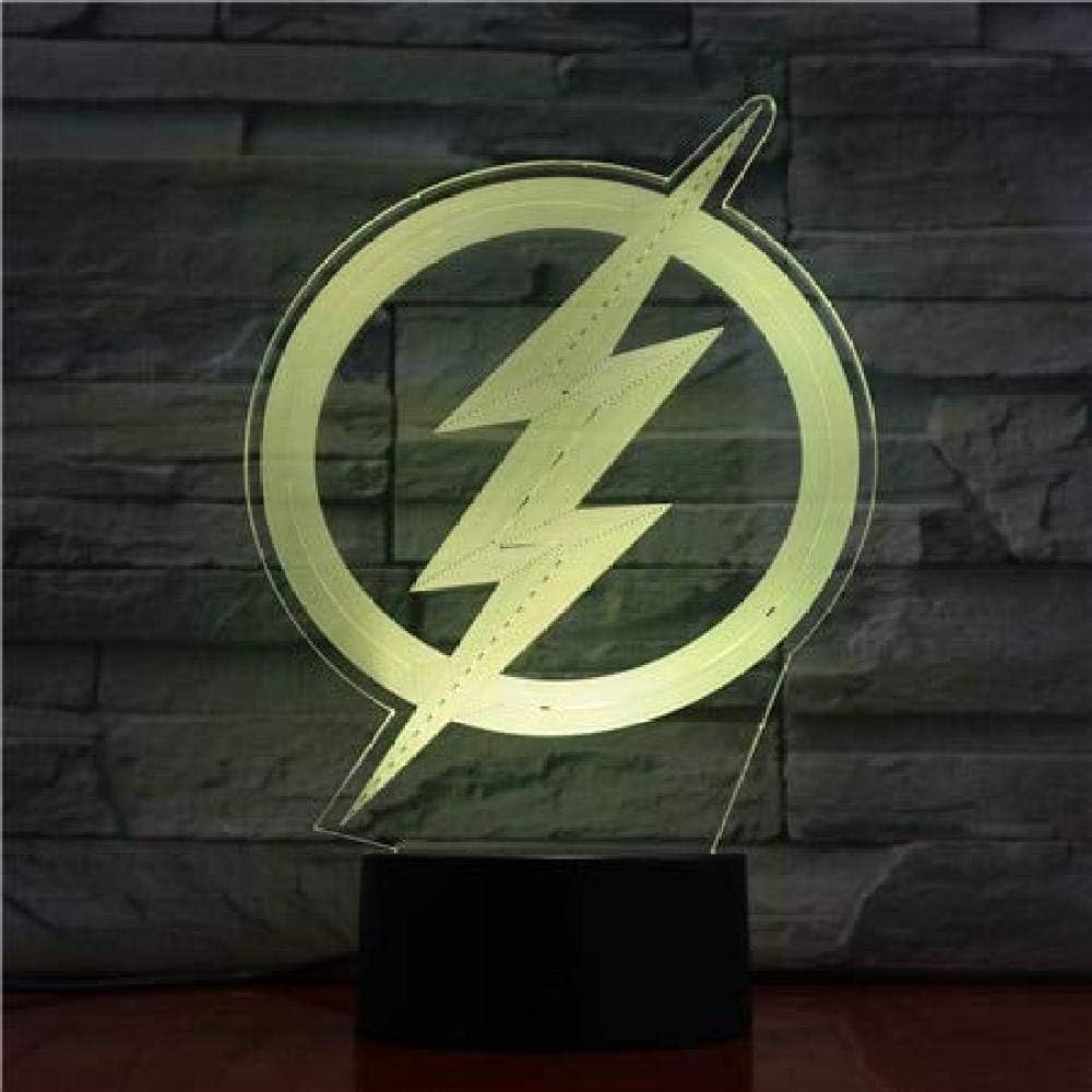 FENGWA Dc Justice League The Flash Logo USB 3D Led Night Light Cartoon Superhero Boys Child Kids Birthday Gifts Bedside Bed Table Lamp