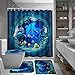 dDanke Polyester PVC Blue Ocean Shower Curtain Lid Toilet Cover Bath Mat Rug with Hooks Bathroom Accessory Sets 180x180cm (Original Seller-dDankeforU)