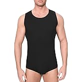 Landofgenie Mens Basic Onesie Sleeveless Crewneck Bodysuit Snap Crotch Romper