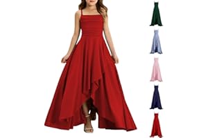 Girls Flower Girl Dress Spaghetti Strap Junior Bridesmaid Dresses Silk Satin Wedding Maxi Prom Gown Party Dress