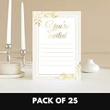 Cardlyst A6 Party Invitations 25 Pack White Gold Foil Print Birthday Baby Shower view 6
