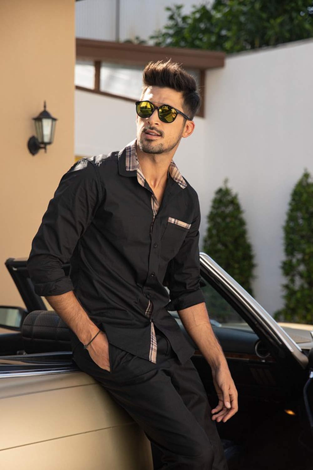 COOFANDY Men's Casual Cotton Long Sleeve Dress Shirt Plaid Collar Slim Fit Button Down Shirt: Clothing