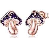 SVODEA Mushroom Moon Earrings for Women,925 Sterling Silver Starry Sky Mushroom Stud Earrings,Anniversary Birthday Gifts for Women Teen Mom