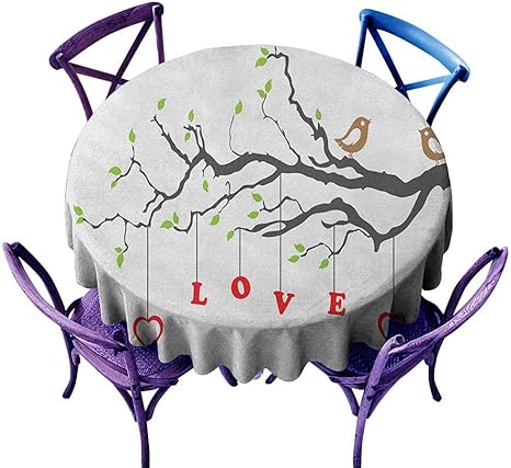 Amazon Familytaste Love 円形テーブルクロス D 70インチ 枝に座る2鳥 愛情 装飾イラスト 自然のインスピレーション ピクニックサークル テーブルクロス テーブルクロス オンライン通販