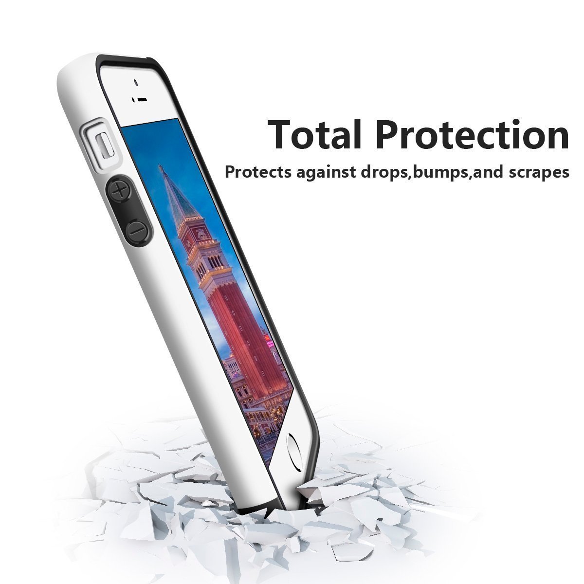 iPhone 5S Case, LoHi Apple iPhone SE Case [Dual Protection] Anti-Scratch Shockproof Bumper Case for iPhone SE 5S 5 - Black