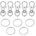 5 Set Key Chain Key Rings Metal Swivel Clasps Snap-On Keychain Ring Hook Spring Clip Snap Hook Lobster Clasp for Keys, Lanyards Jewelry Findings, Round Edged