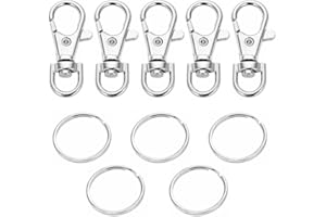 SAMLOO 5 Set Key Chain Key Rings Metal Swivel Clasps Snap-On Keychain Ring Hook Spring Clip Snap Hook Lobster Clasp for Keys, Lanyards Jewelry Findings, Round Edged