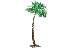 Lightshare 7 Feet Palm Tree 96LED Lights Artificial Fake Tree Decoration for Tiki Bar Outside Patio Porch Pool Christmas Nativity