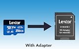 Lexar 256GB MicroSDXC Card UHS-I 100MB/s A1 Class 10 U3 V30 + SD Adapter view 2