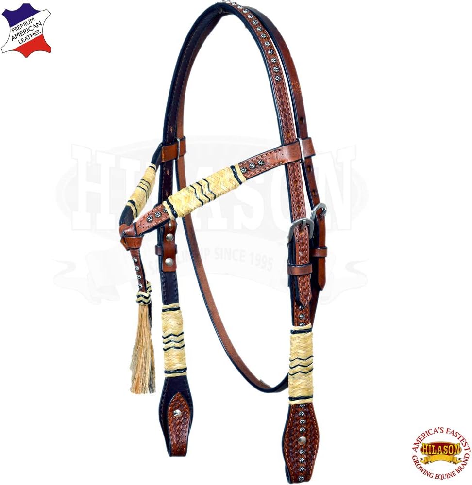 HILASONWestern Horse Headstall Tack Bridle American Leather Braided