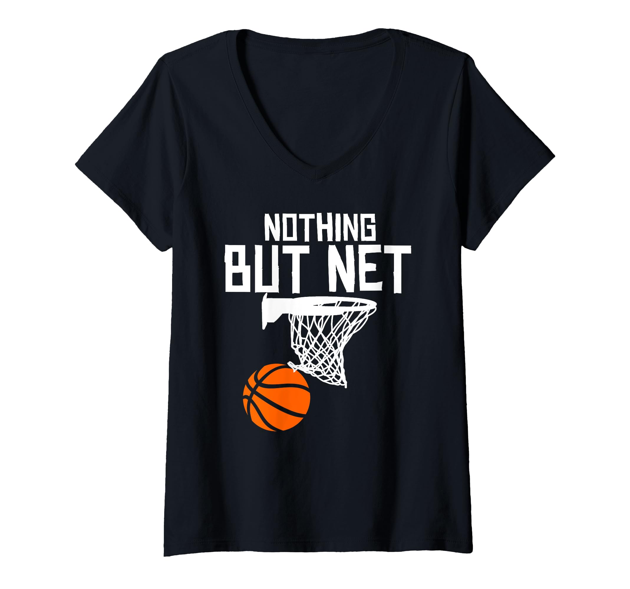 Womens Nothing But Net Basketball V-Neck T-Shirt